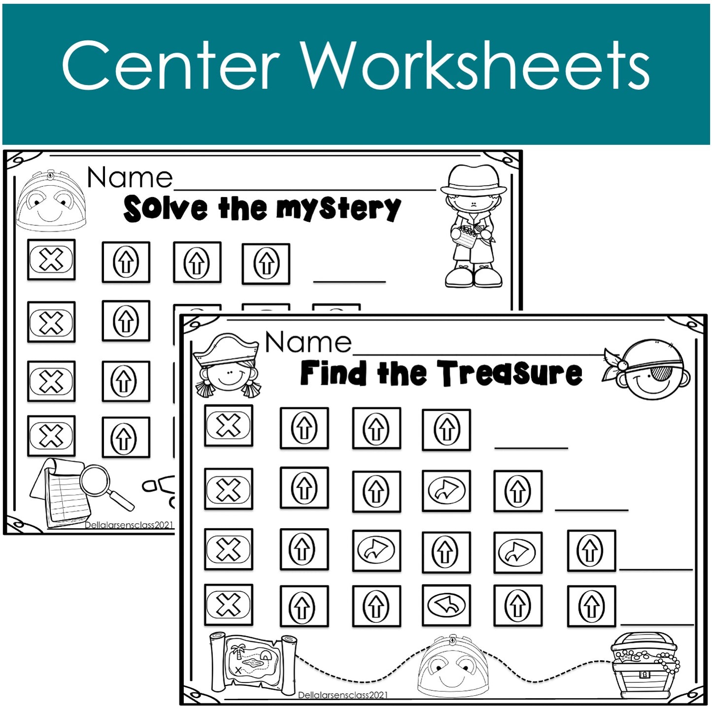 Center sheets for coding with a BeeBot