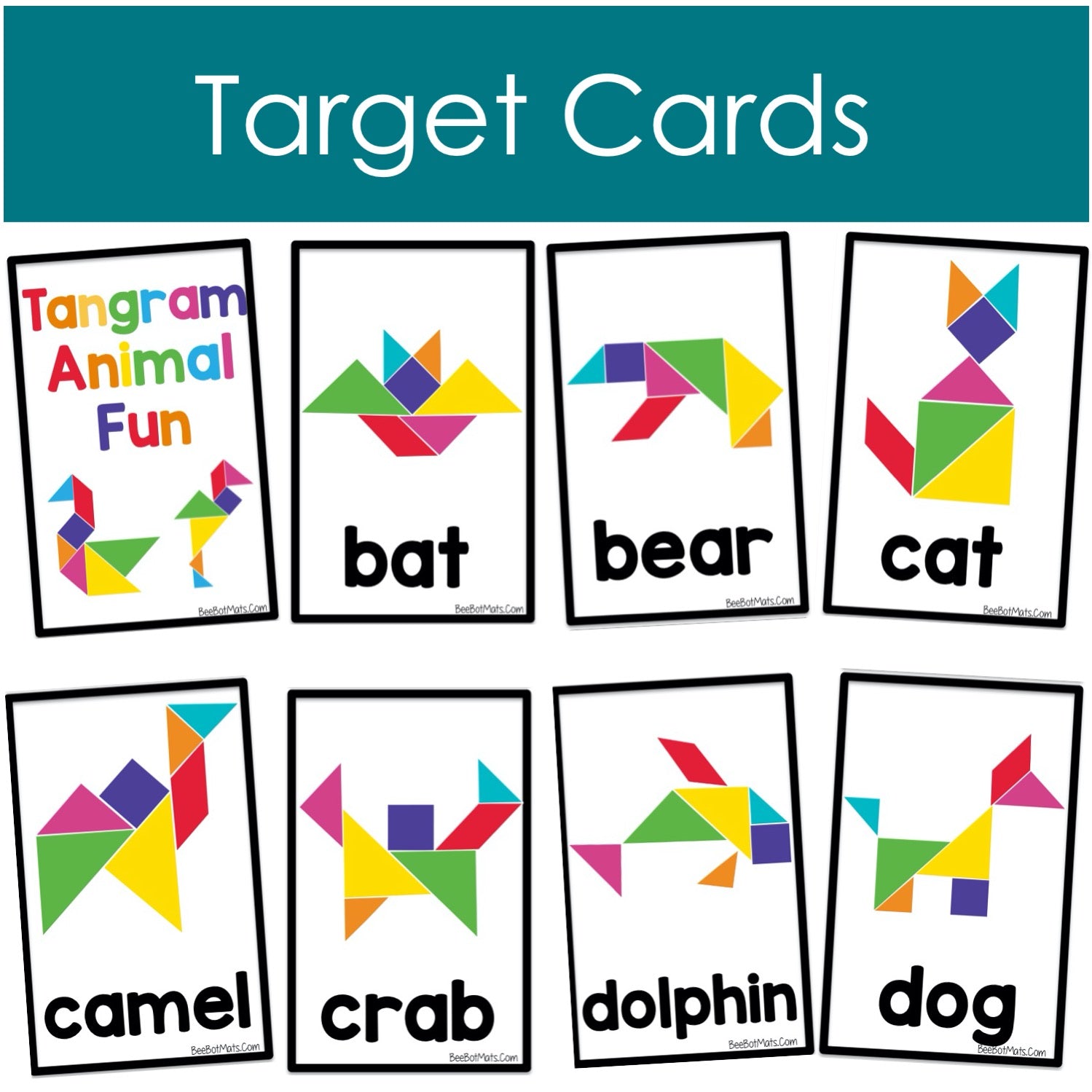 BeeBot Mat Tangram Animal Fun Target Cards