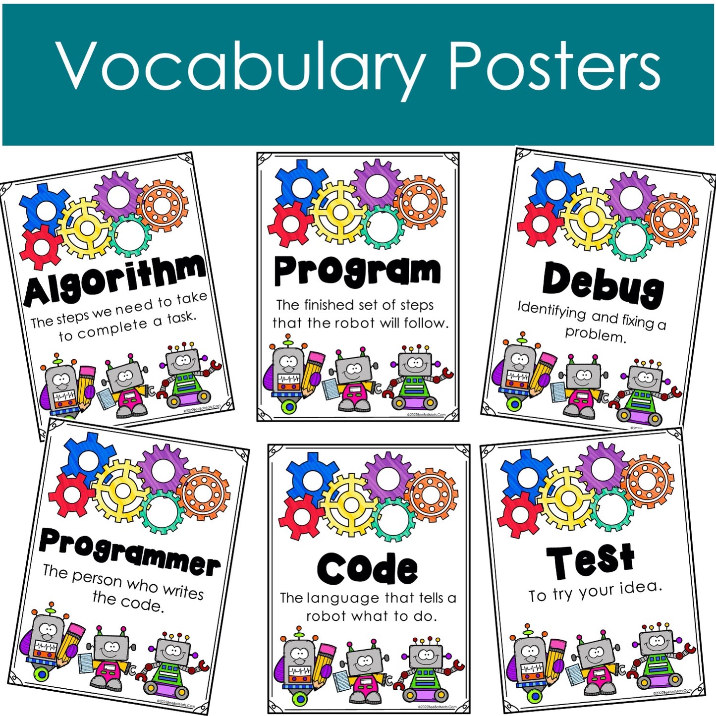Computer science classroom vocabulary posters