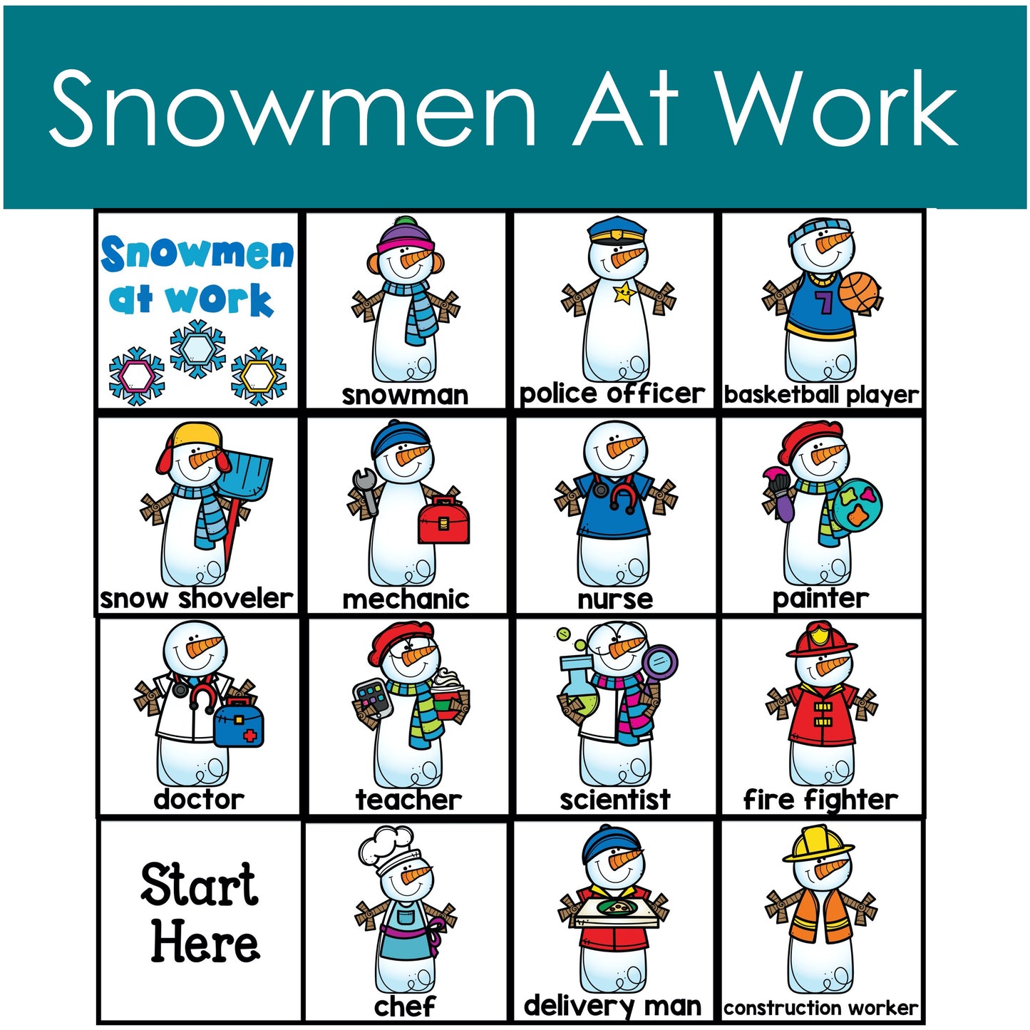 Snowmen at Work BeeBot Mat