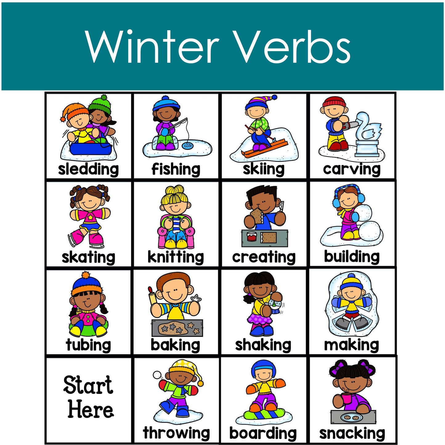 Winter Verbs BeeBot Mat