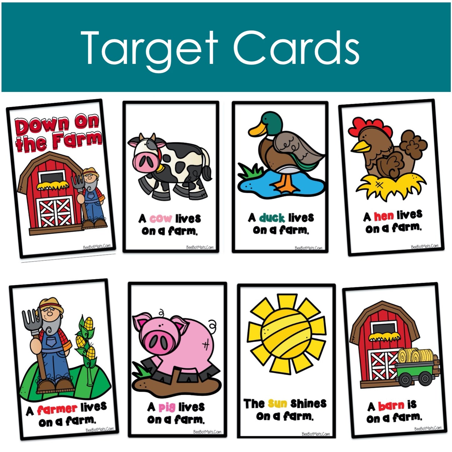 BeeBot Down on the farm target cards